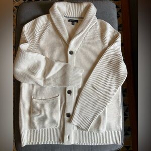 Banana Republic Men's Off-White Cotton-wool blend Shawl Collar Cardigan